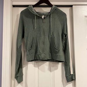 Aeropostale Lightweight Cropped Green Zip-Up, size large